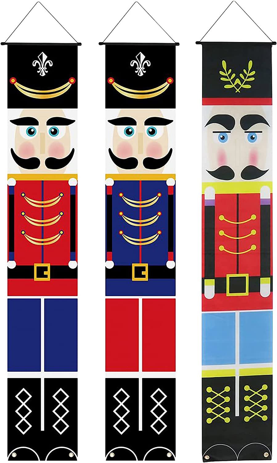 STERUN Set Of 3 Door Flag Nutcracker Printed Nylon Banner With Hanging Loop & Two Metal Eyelets Ideal For Christmas Decoration | Nutcracker Christmas Banners | Nutcracker Christmas Decorations